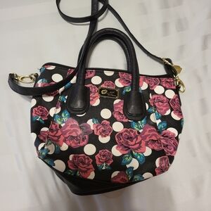 Luv Betsey/Betsey Johnson Floral Black and Pink Women's Crossbody Bag